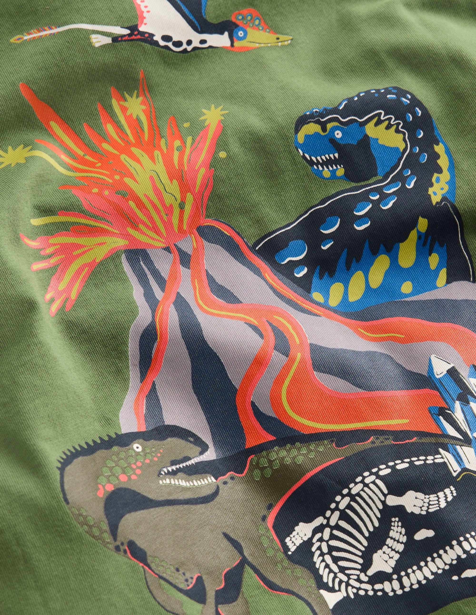Front & Back T-shirt-Green Volcano Dino - Image 3
