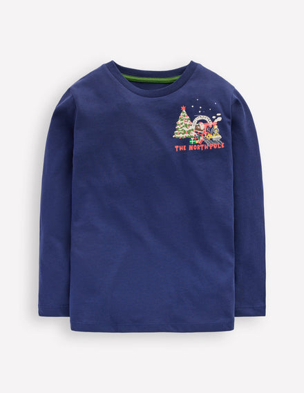 Front & Back Printed T-shirt-Twilight Blue North Pole
