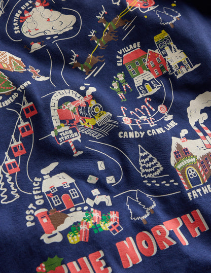 Front & Back Printed T-shirt-Twilight Blue North Pole-4
