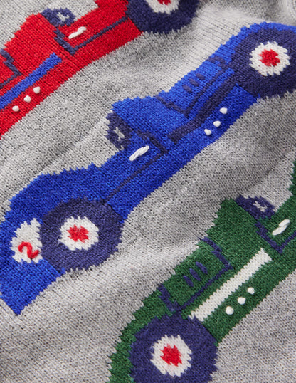 Fun Logo Jumper-Grey Marl Cars-3