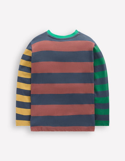 Long Sleeve Hotchpotch T-shirt-Navy Multi-3