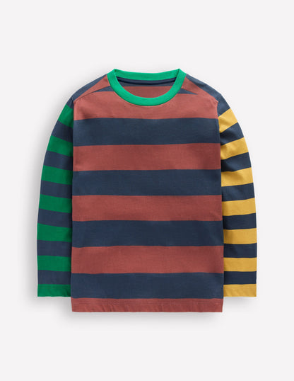 Long Sleeve Hotchpotch T-shirt-Navy Multi-1