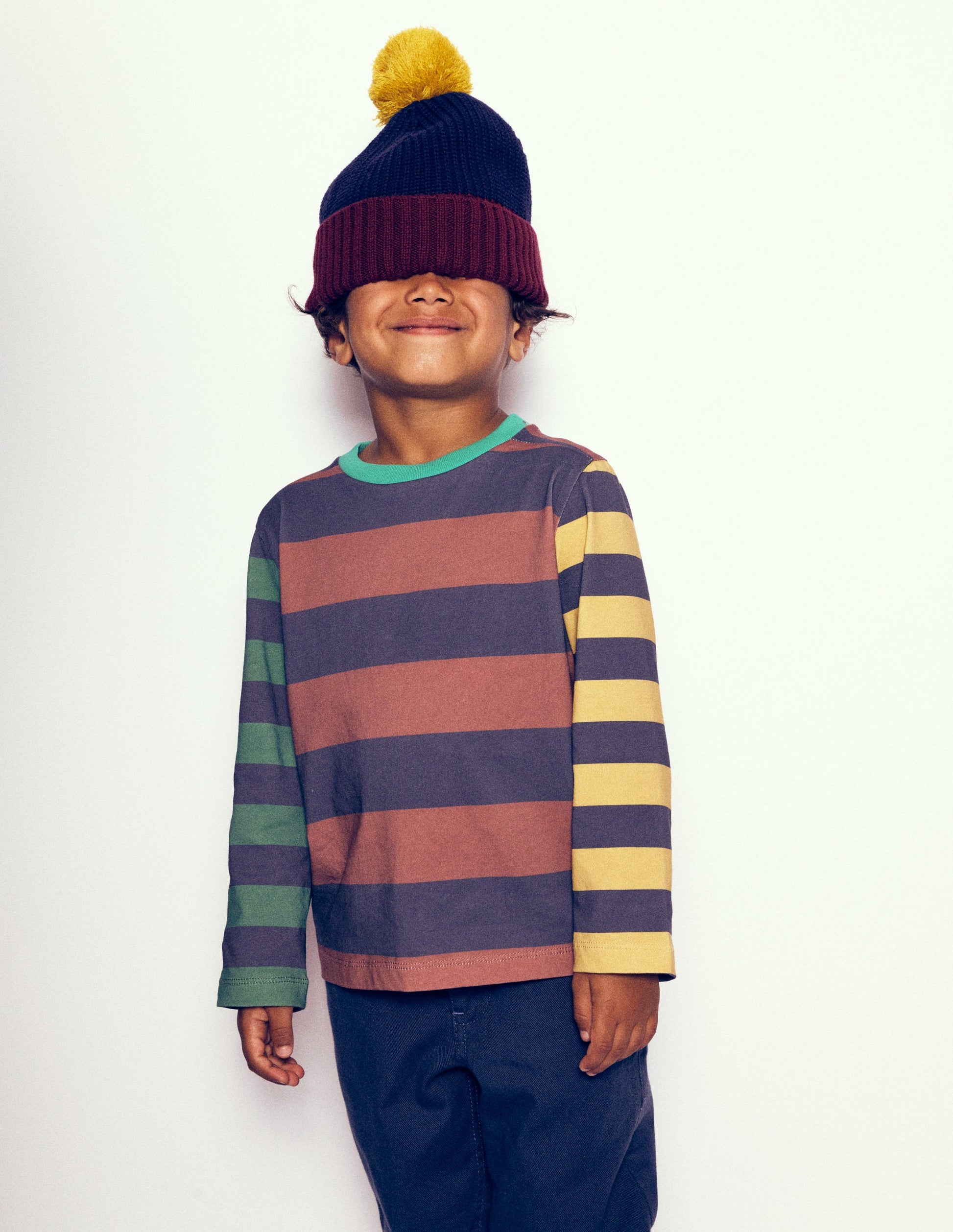 Long Sleeve Hotchpotch T-shirt-Navy Multi-1