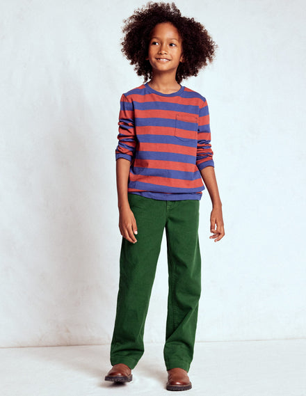 Everyday Relaxed Trousers-Pine Green Twill