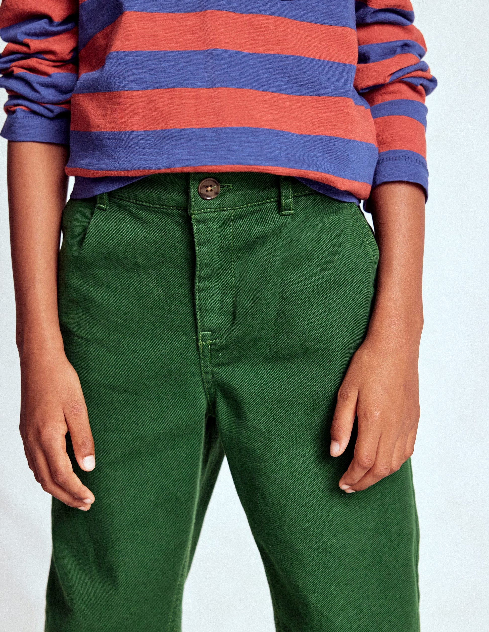 Everyday Relaxed Trousers-Pine Green Twill-2