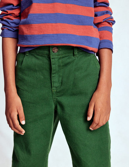 Everyday Relaxed Trousers-Pine Green Twill