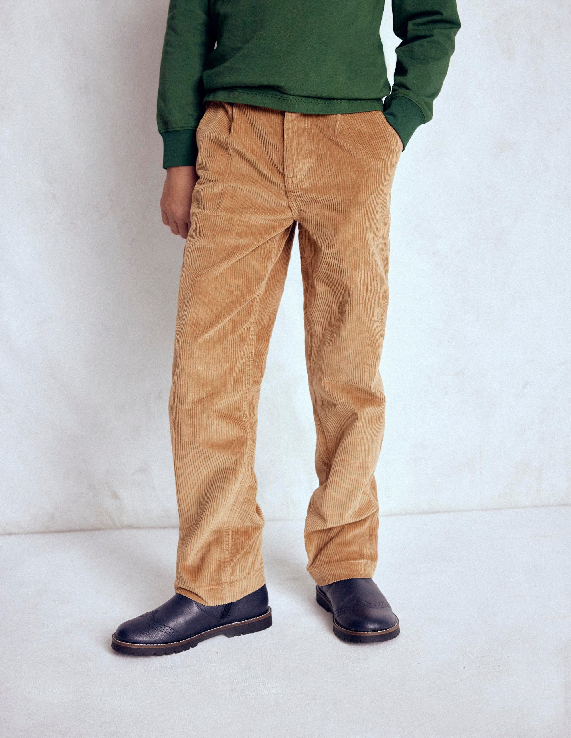 Everyday Straight Leg Trousers-Camel Cord - Image 1