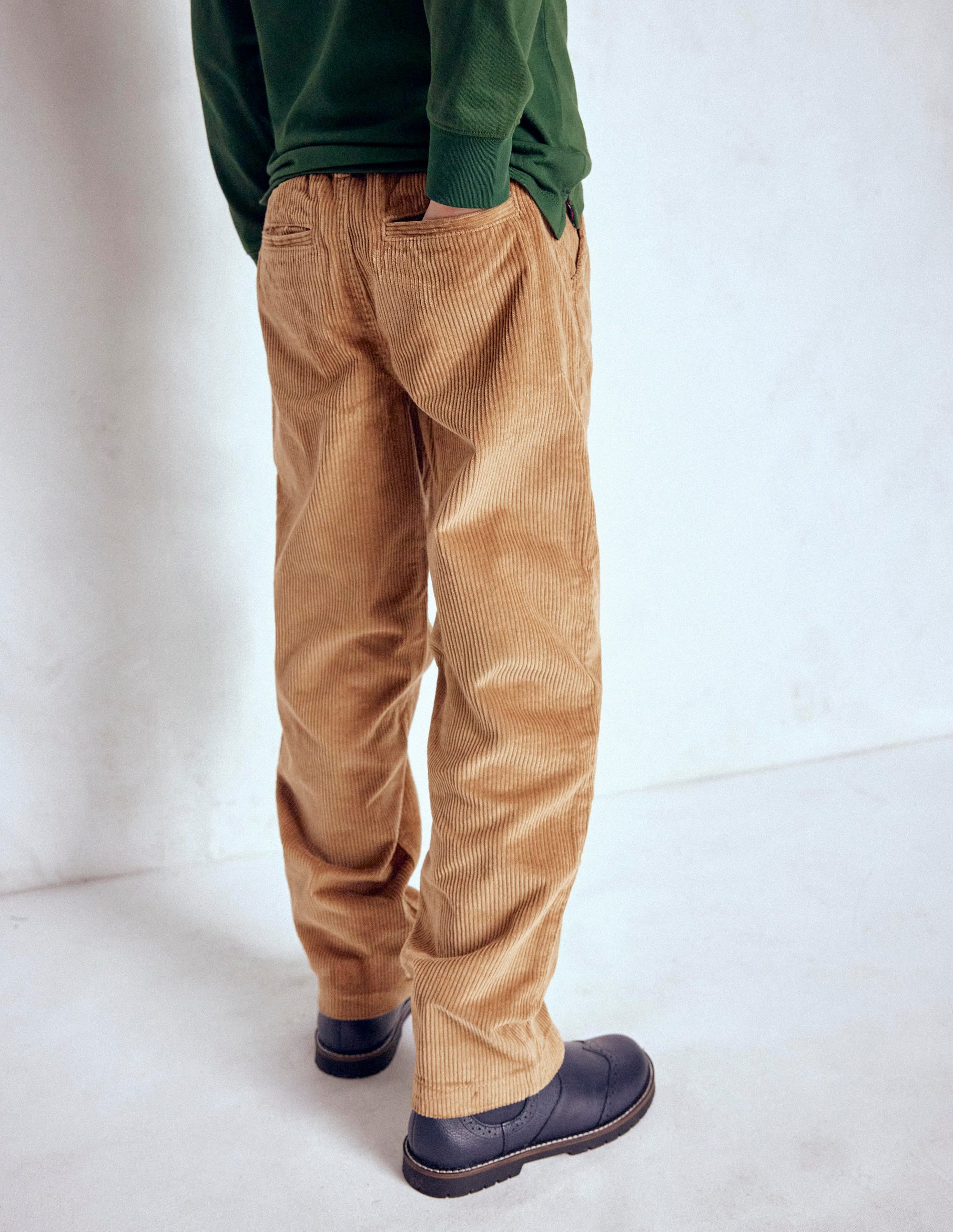 Everyday Straight Leg Trousers-Camel Cord - Image 2