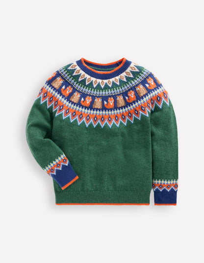 Fair Isle Jumper-Jewel Green Woodland-4