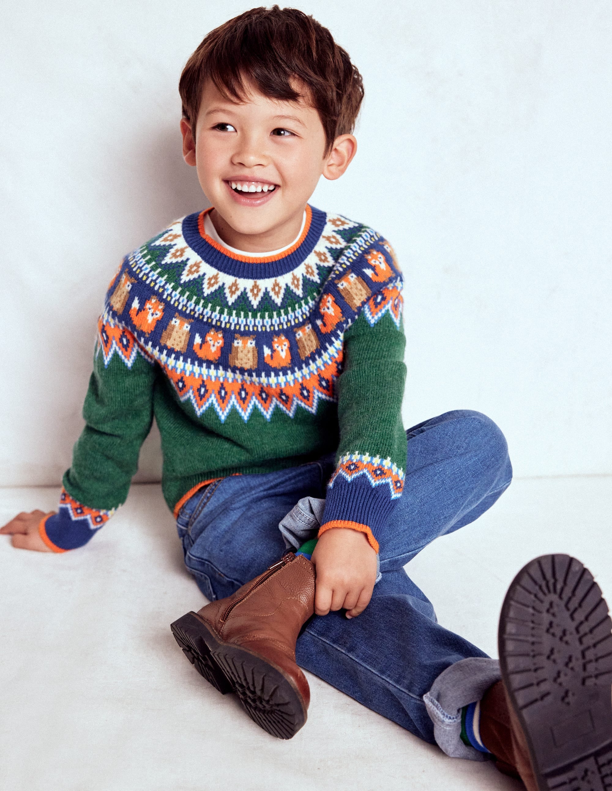 Fair Isle Jumper-Jewel Green Woodland - Image 1