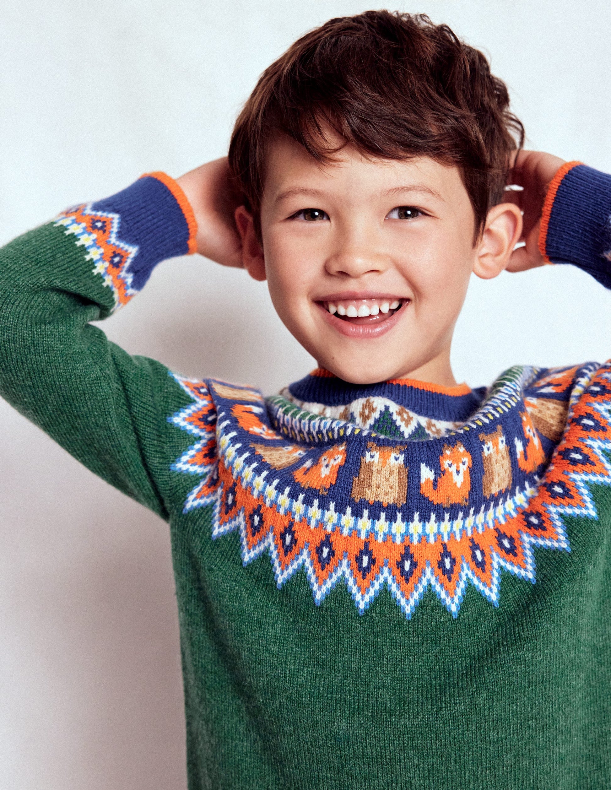 Fair Isle Jumper-Jewel Green Woodland-1