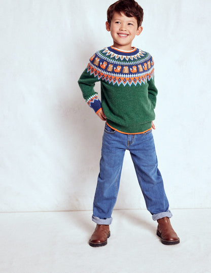 Fair Isle Jumper-Jewel Green Woodland-3