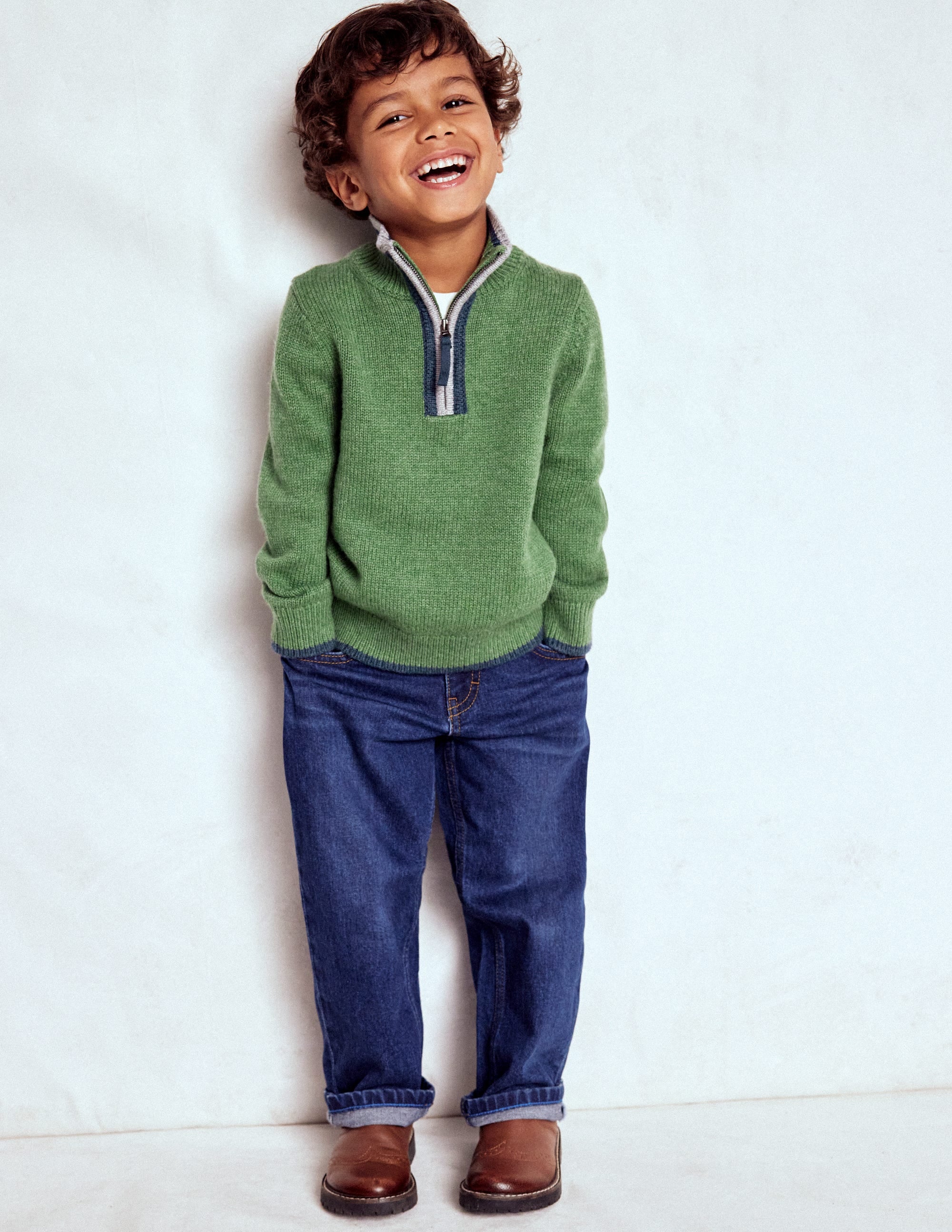 Heritage Half-Zip Jumper-Safari Green - Image 1