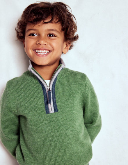 Heritage Half-Zip Jumper-Safari Green