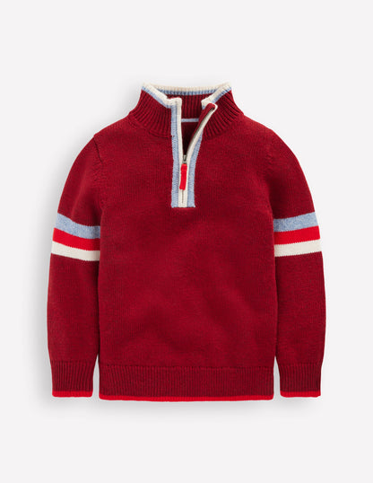 Heritage Half-Zip Jumper-Rumba Red-3