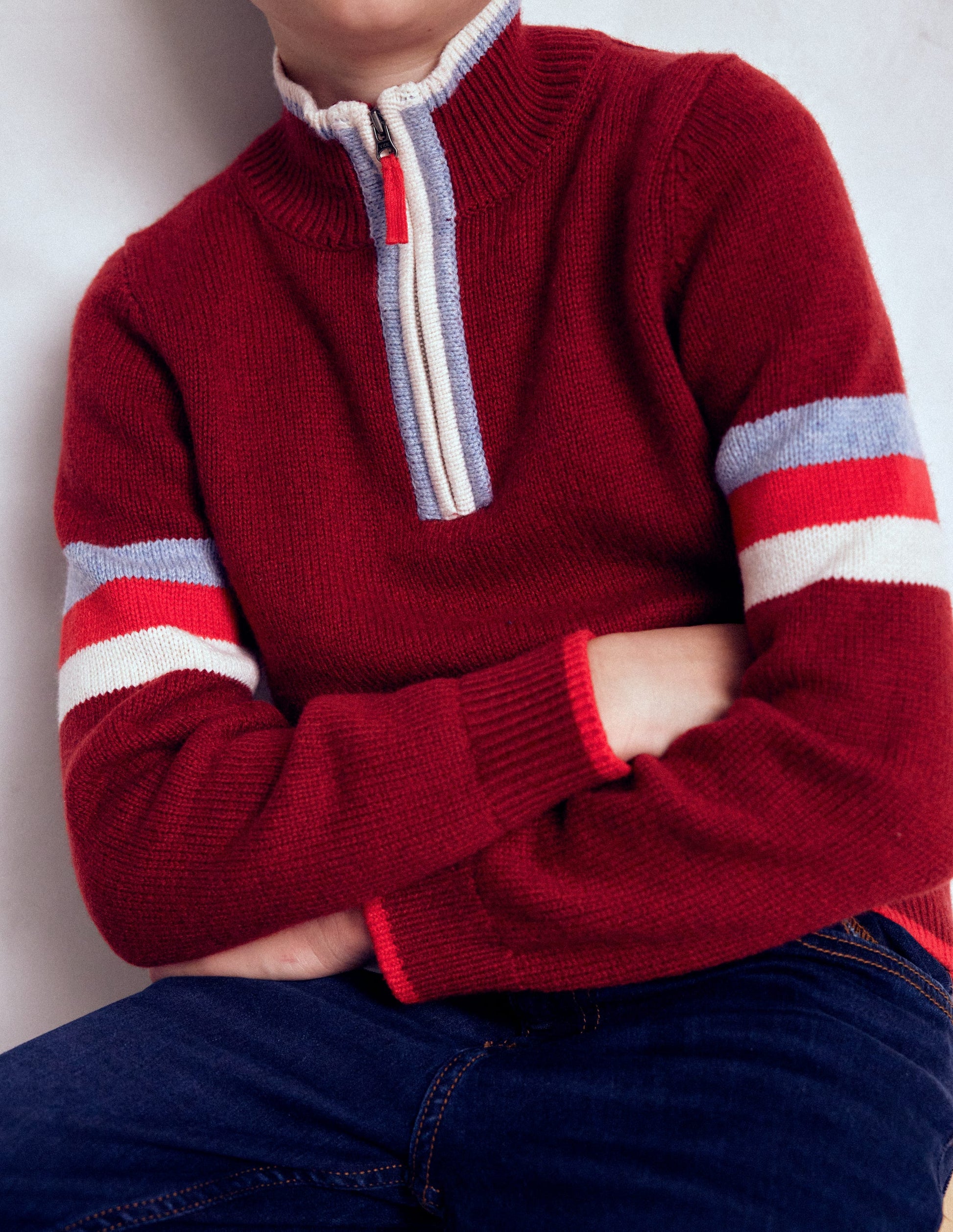 Heritage Half-Zip Jumper-Rumba Red-2