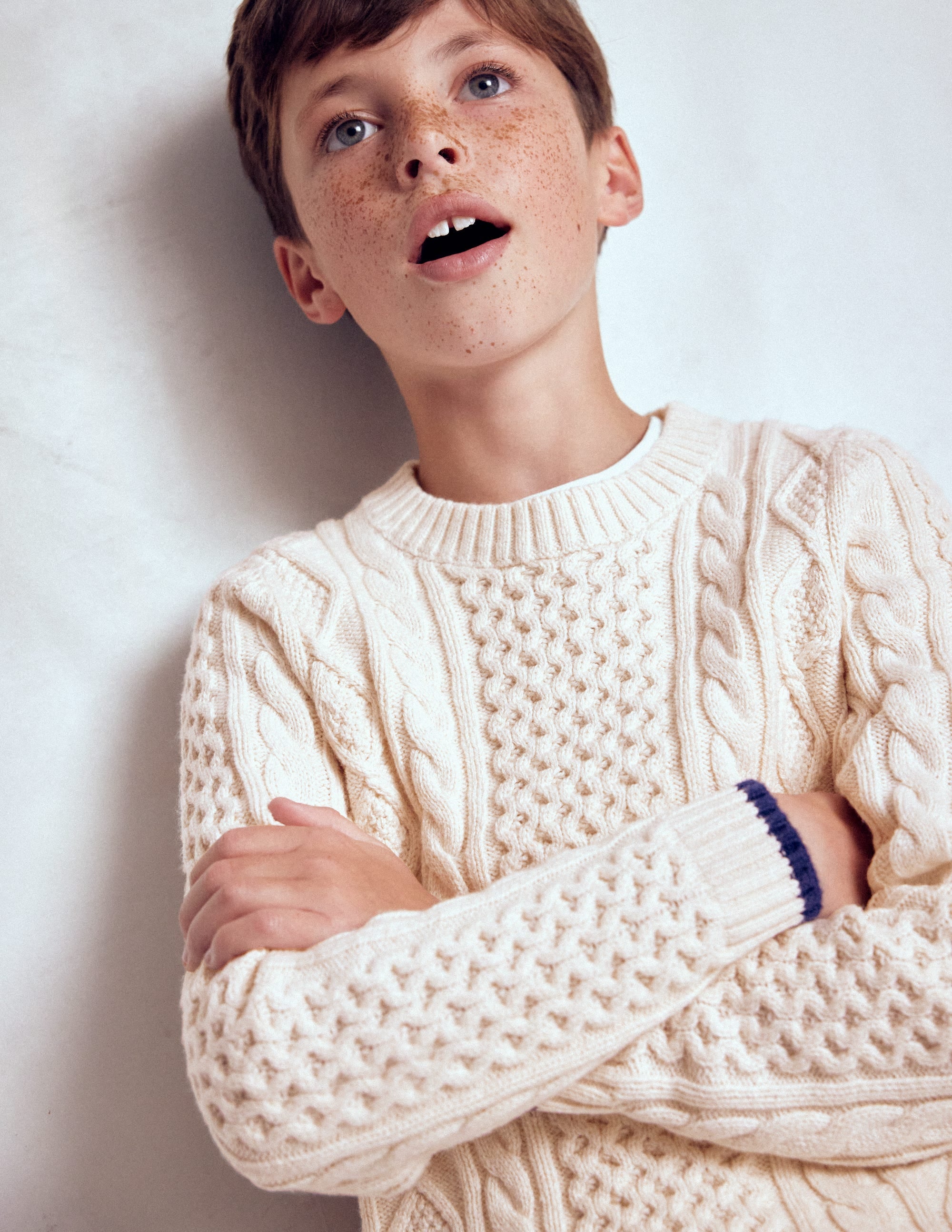Heritage Cable Jumper-Ecru Marl - Image 1