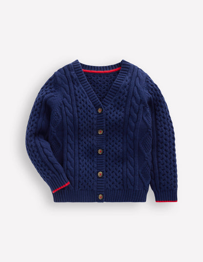 Heritage Cable Cardigan-College Navy-4