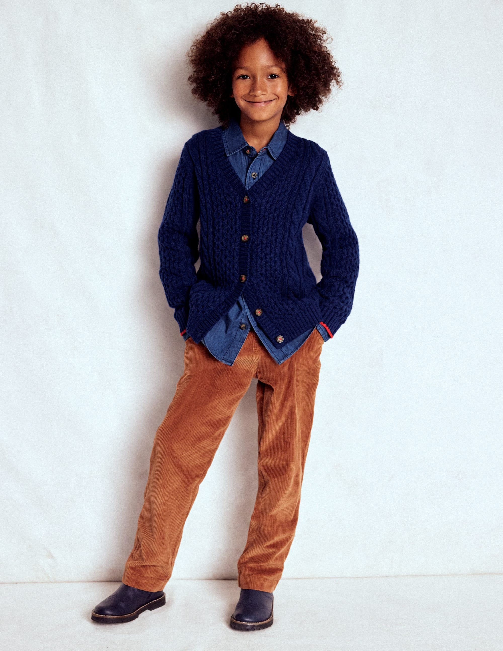 Heritage Cable Cardigan-College Navy - Image 1