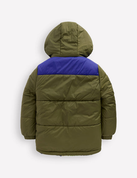 Reversible Cosy Borg Jacket-Green Camo
