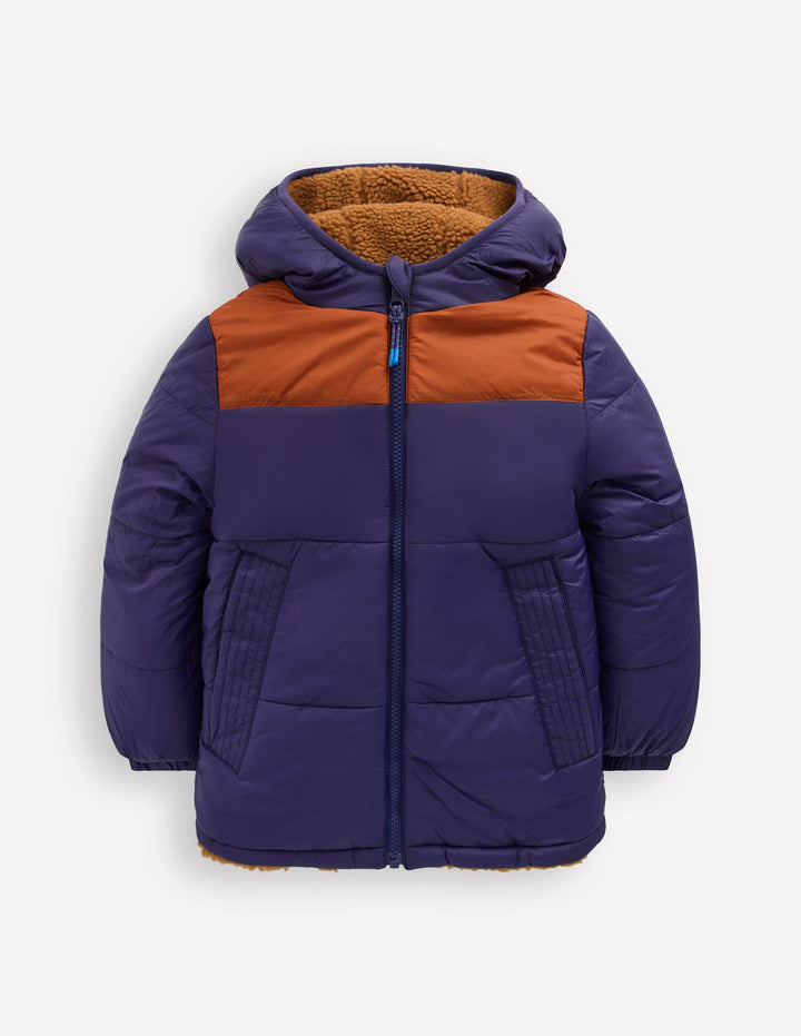 Reversible Cosy Borg Jacket-Brown Borg