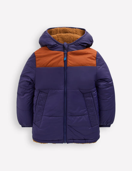 Reversible Cosy Borg Jacket-Brown Borg