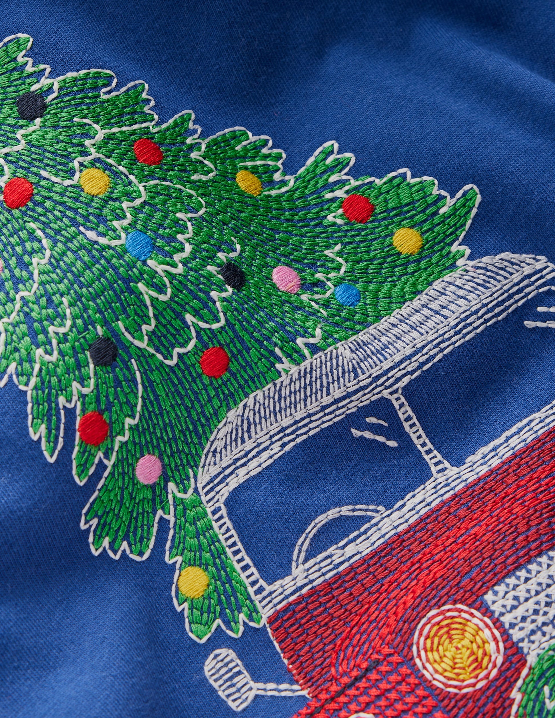 Glow Superstitch T-shirt-Twilight Blue Christmas Car-3
