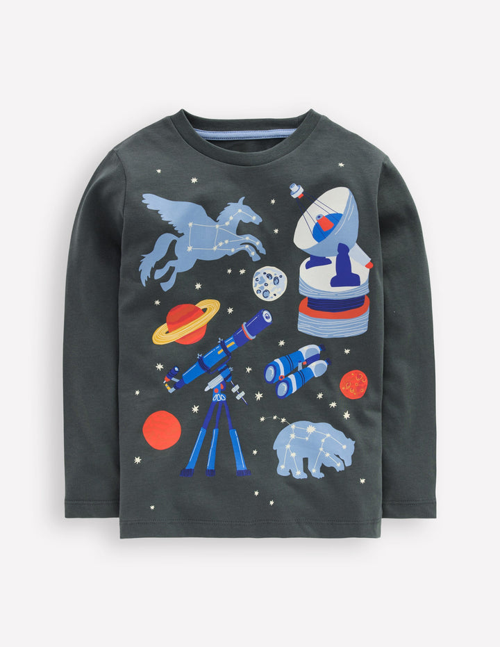 Long Sleeve Glow T-shirt-Smoke Astronomy