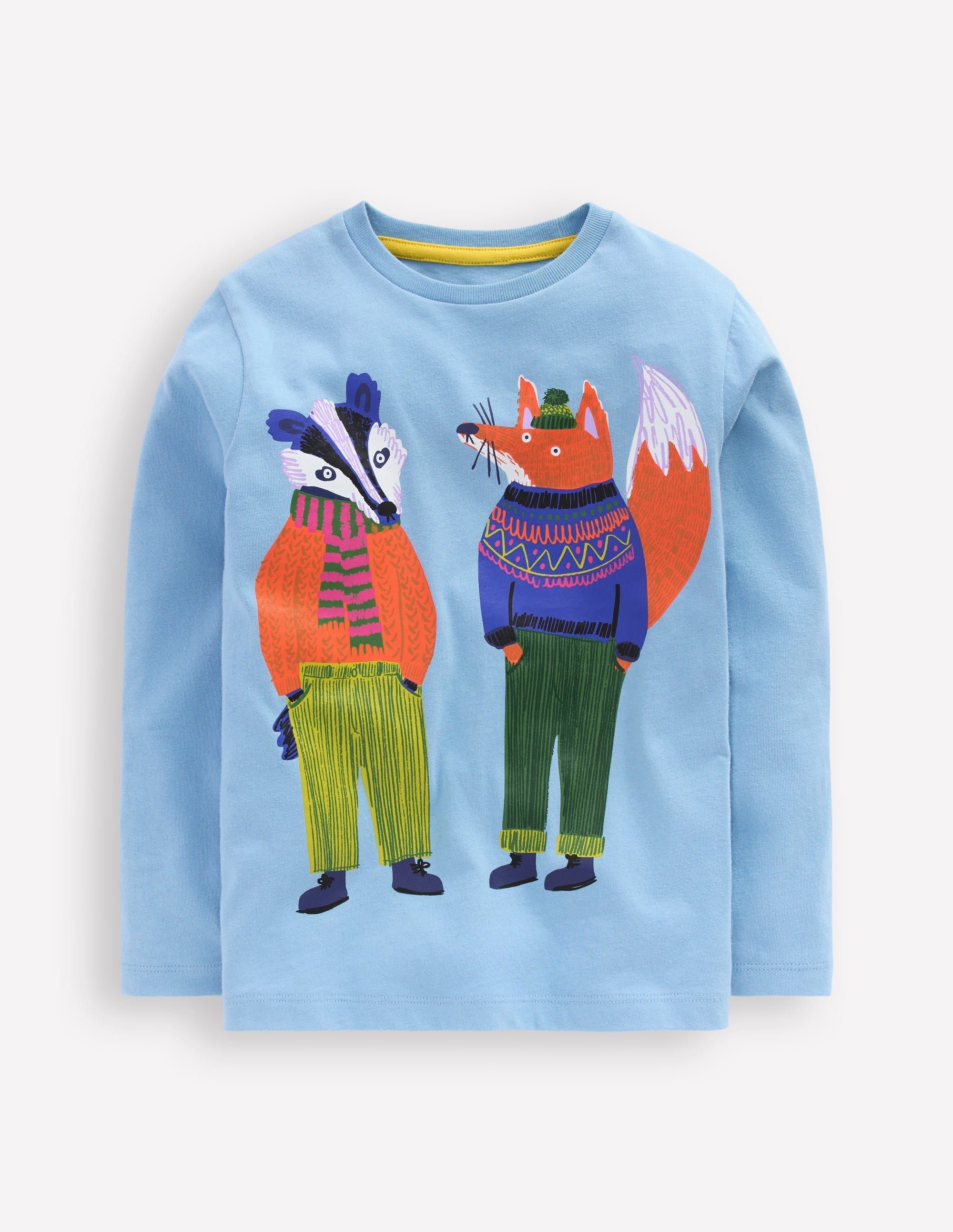 Long Sleeve Novelty T-shirt-Glacier Blue Foxes - Image 1