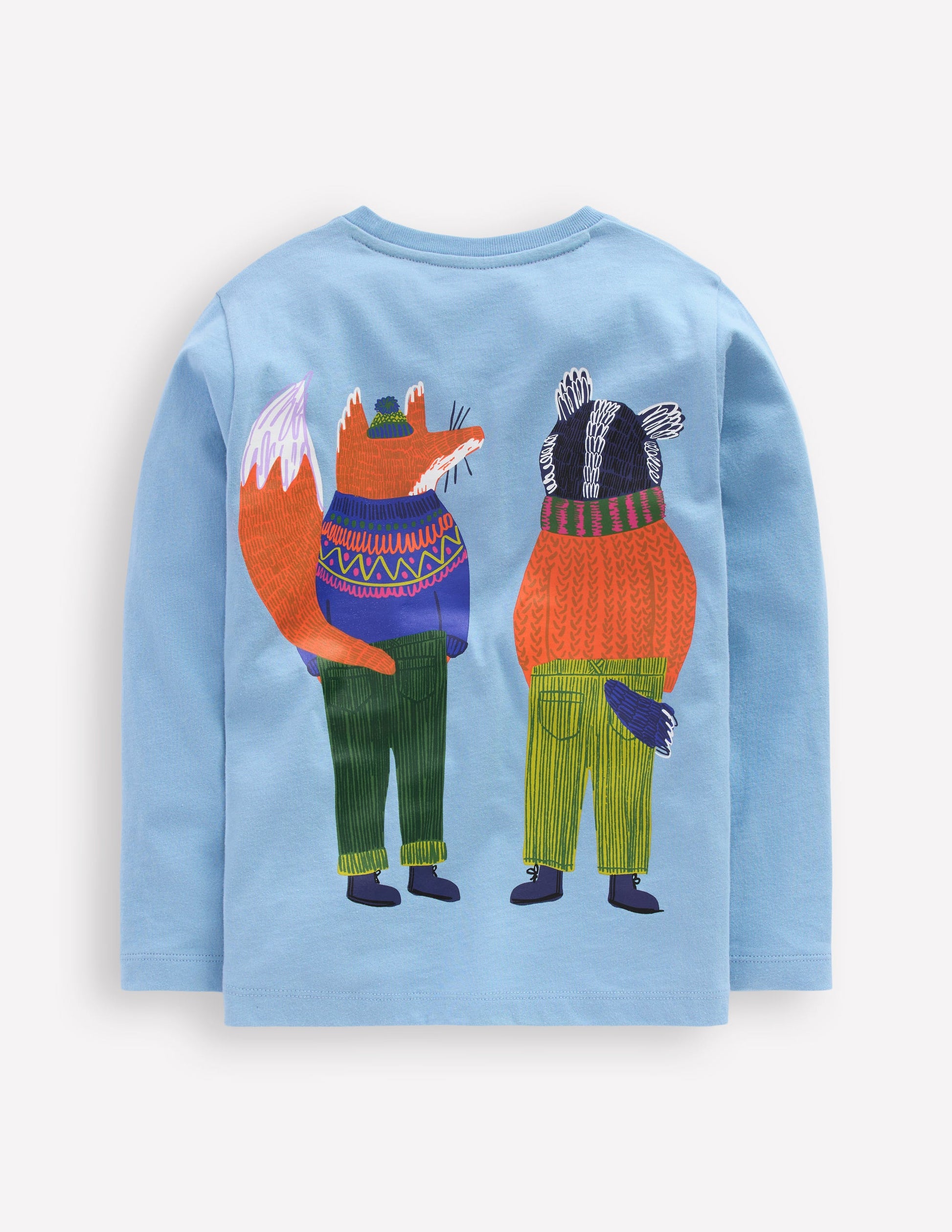 Long Sleeve Novelty T-shirt-Glacier Blue Foxes-3