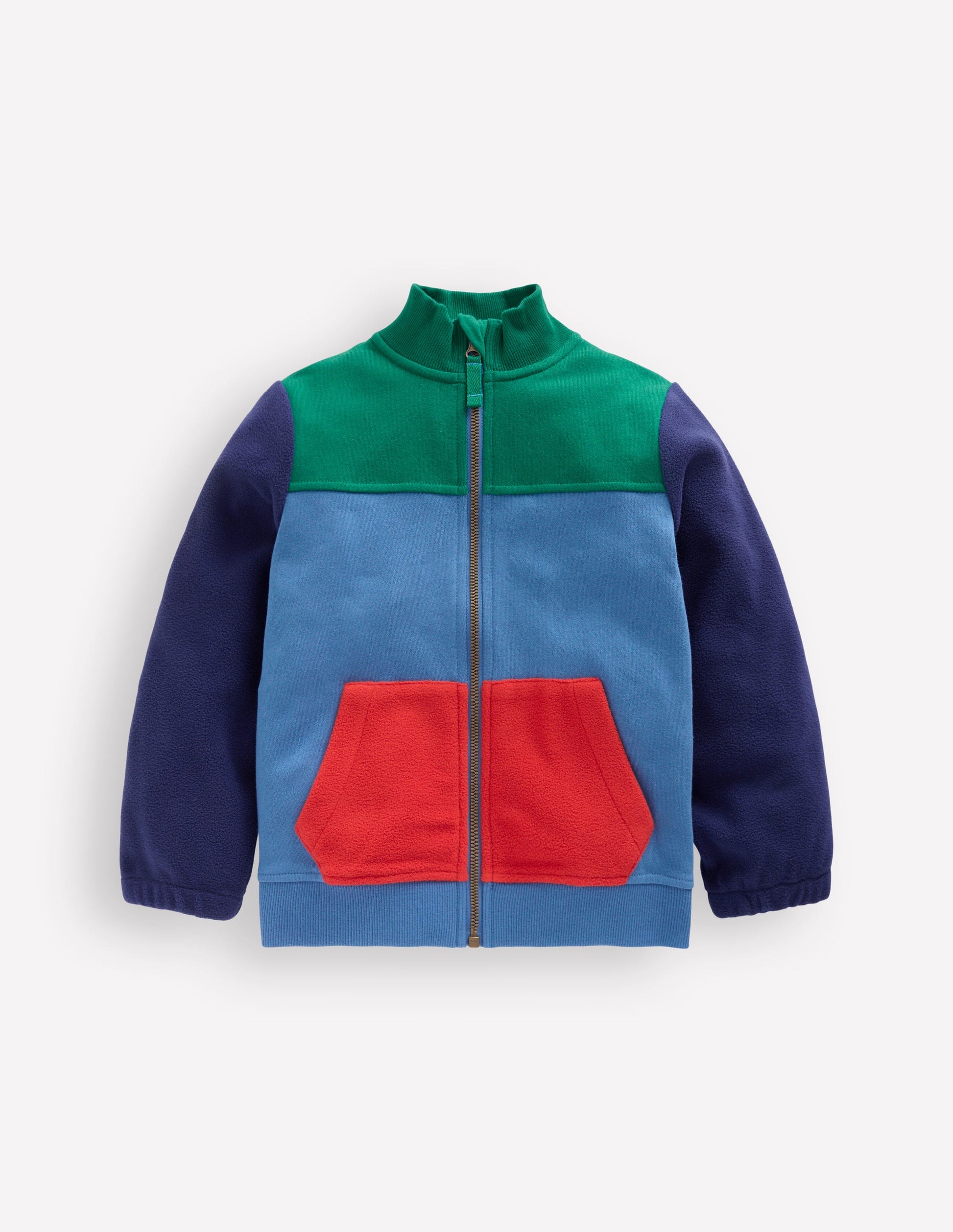 Cosy Fleece Zip Through-Blue River Colourblock-1