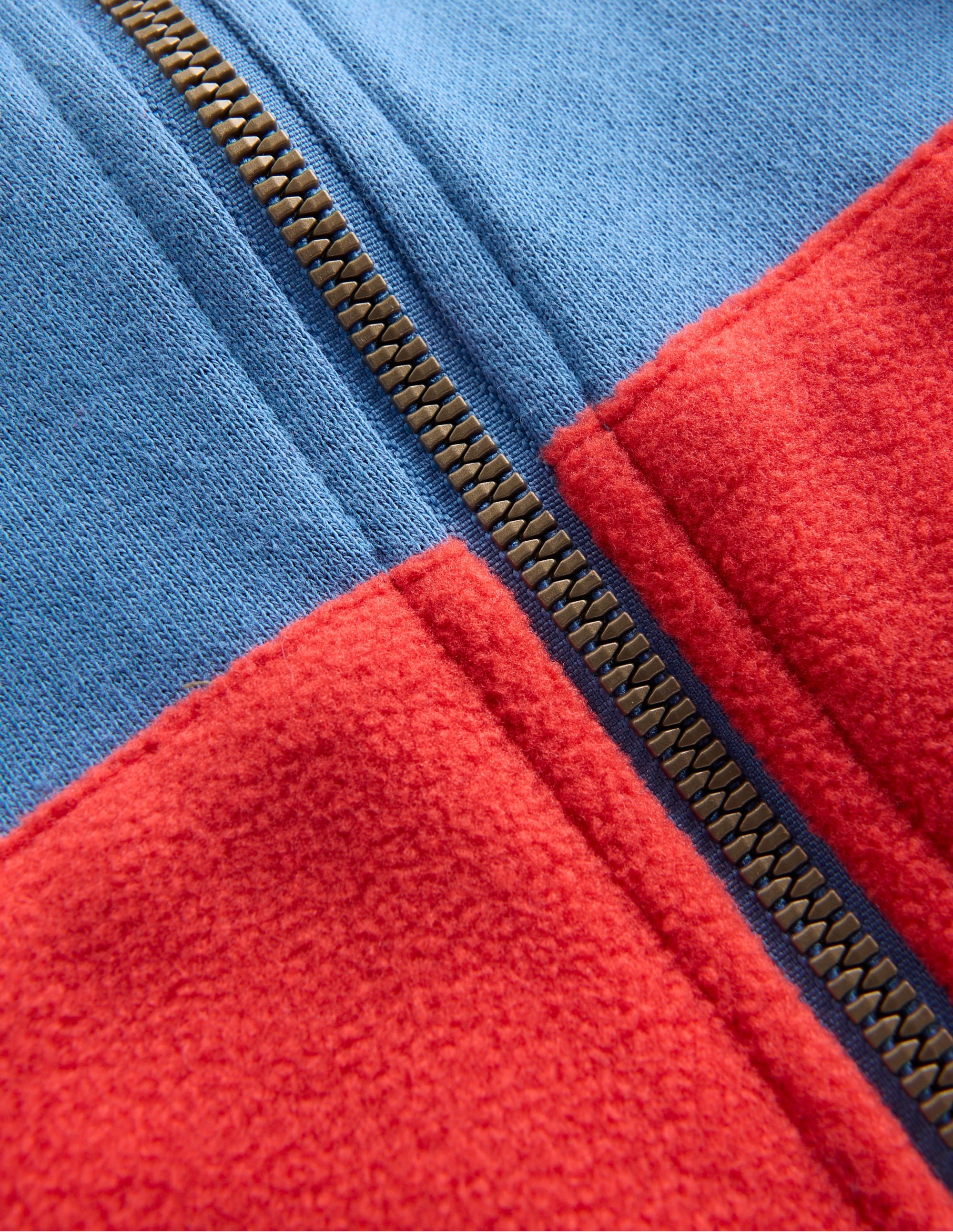 Cosy Zip Through Sweatshirt-Blue River Colourblock - Image 3
