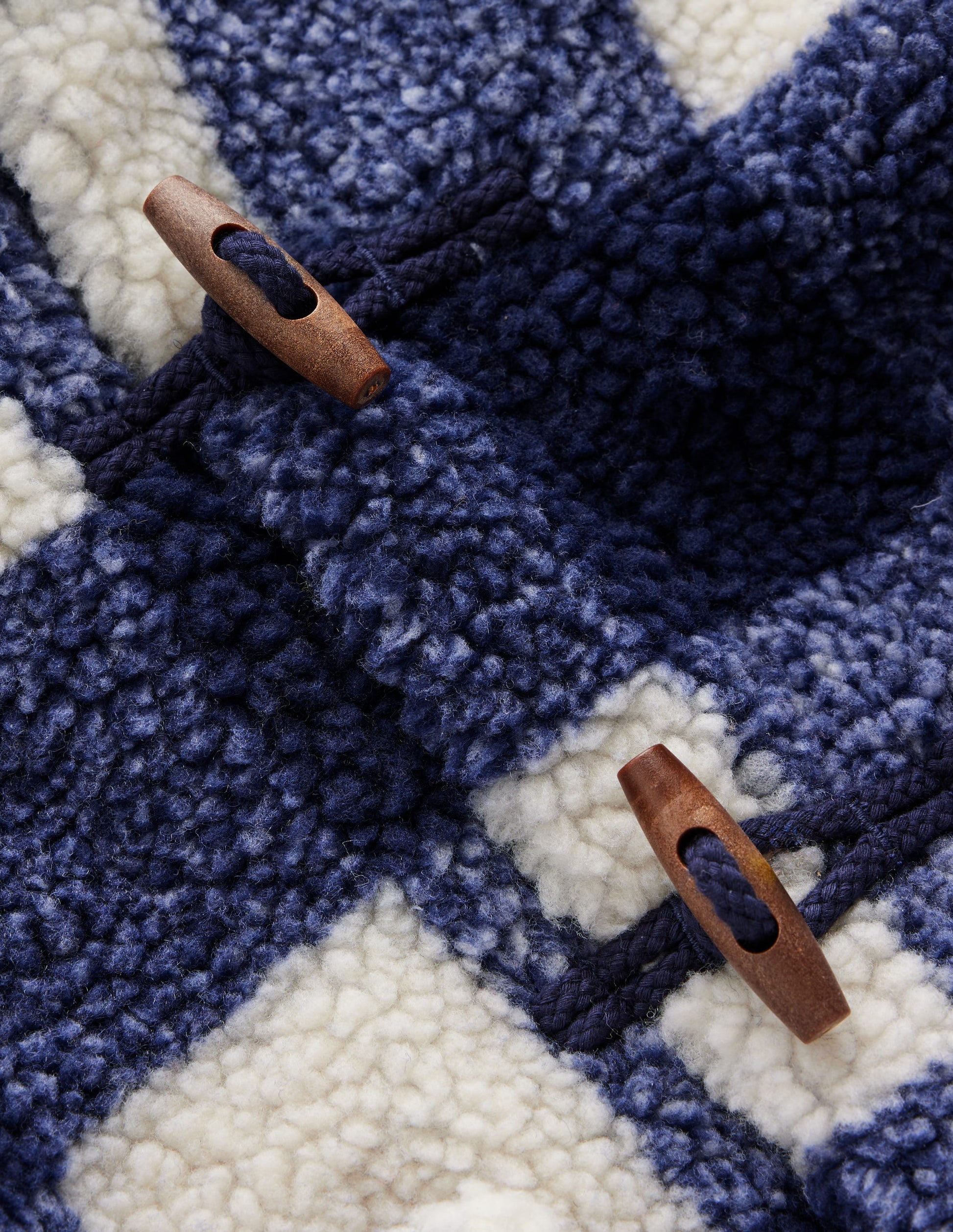 Borg Duffle Coat-Navy Gingham-3