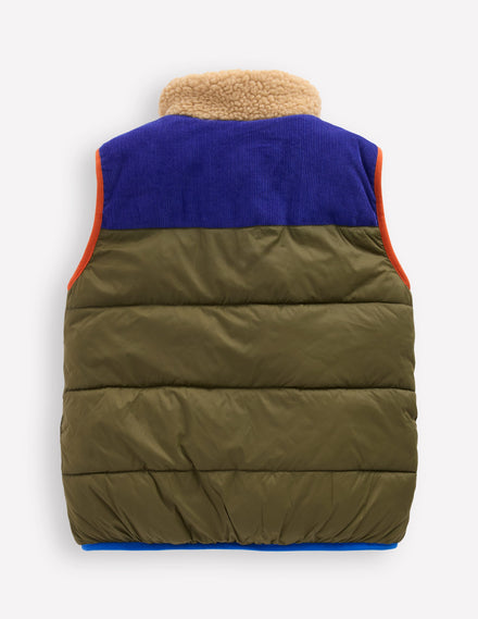 Borg Lined Gilet-Woodland Green