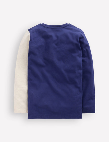 Fun Applique T-Shirt-Blue Marl Polar bear