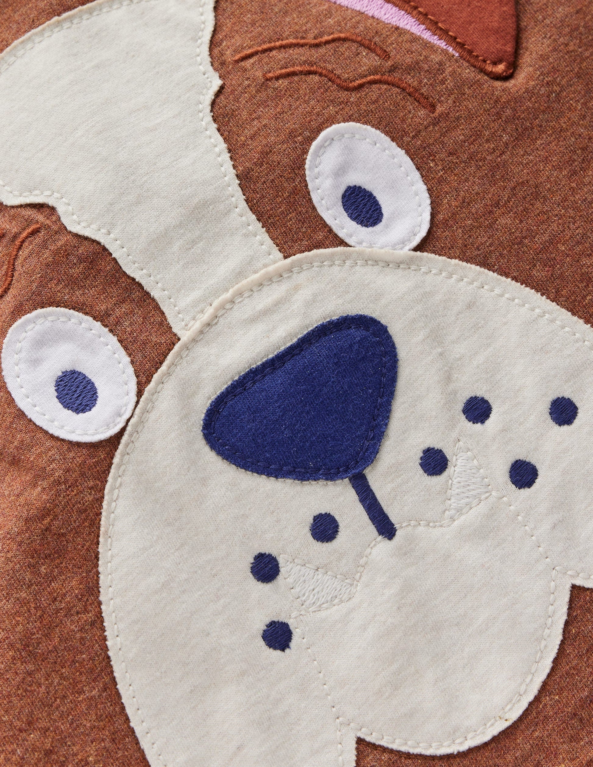 Fun Applique T-Shirt-Brown Marl Bulldog-4