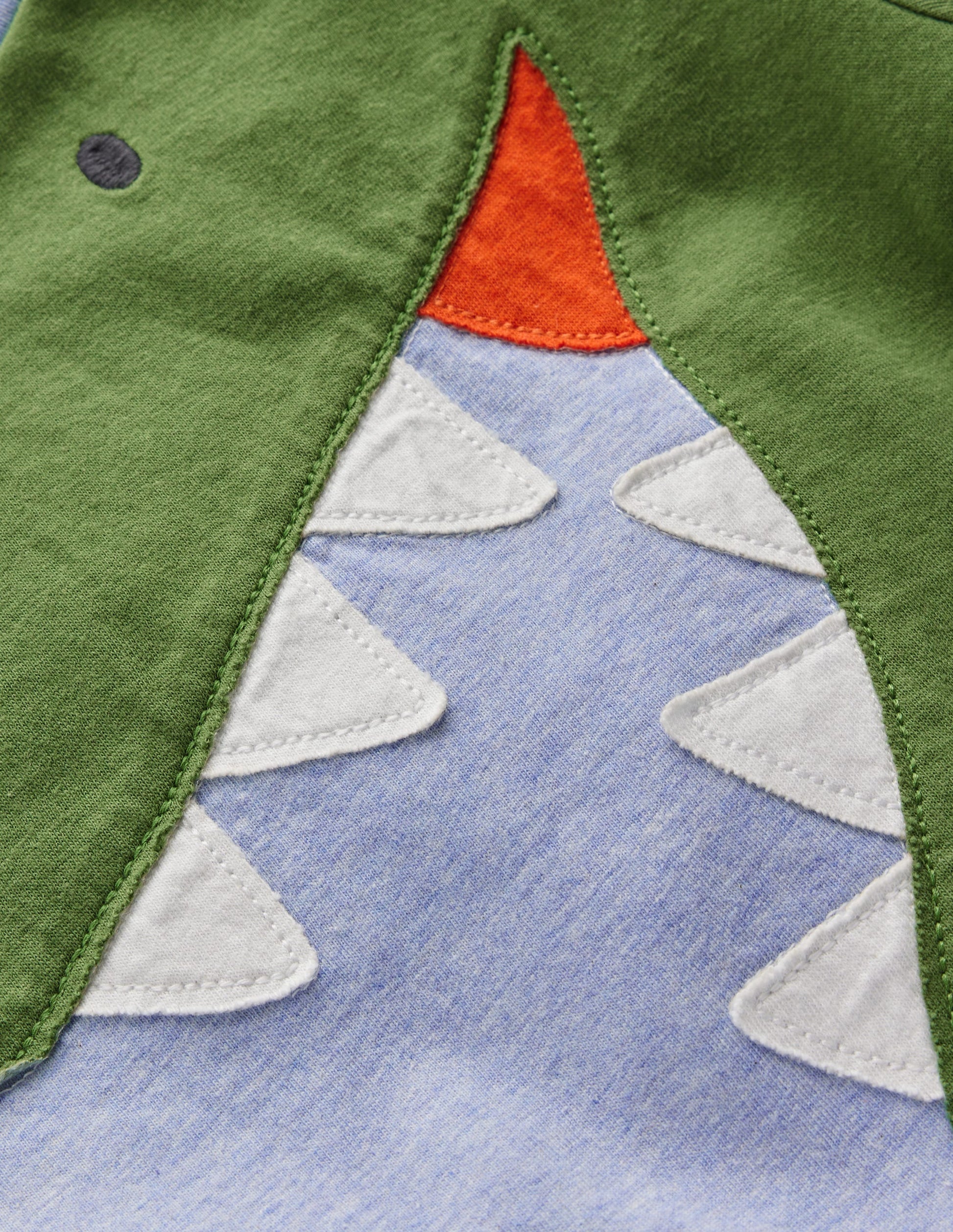 Fun Applique T-Shirt-Blue Marl Dino-3