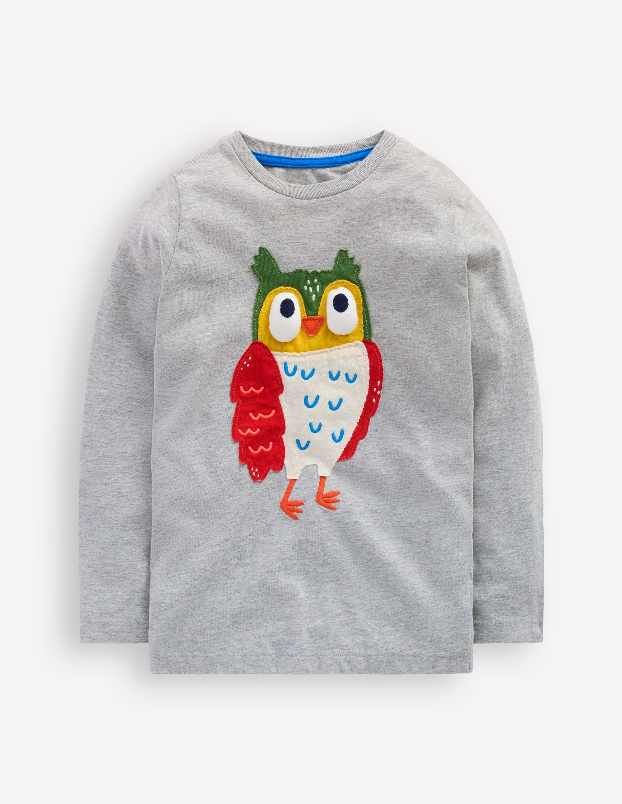 Long Sleeve Novelty 3D T-Shirt-Grey Marl Owl - Image 1