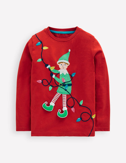 Long Sleeve Novelty 3D T-Shirt-Mars Red Elf