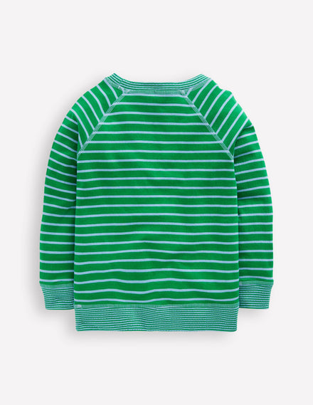 Reversible Long Sleeve T-Shirt-GREEN TAMBOURINE / BLUE