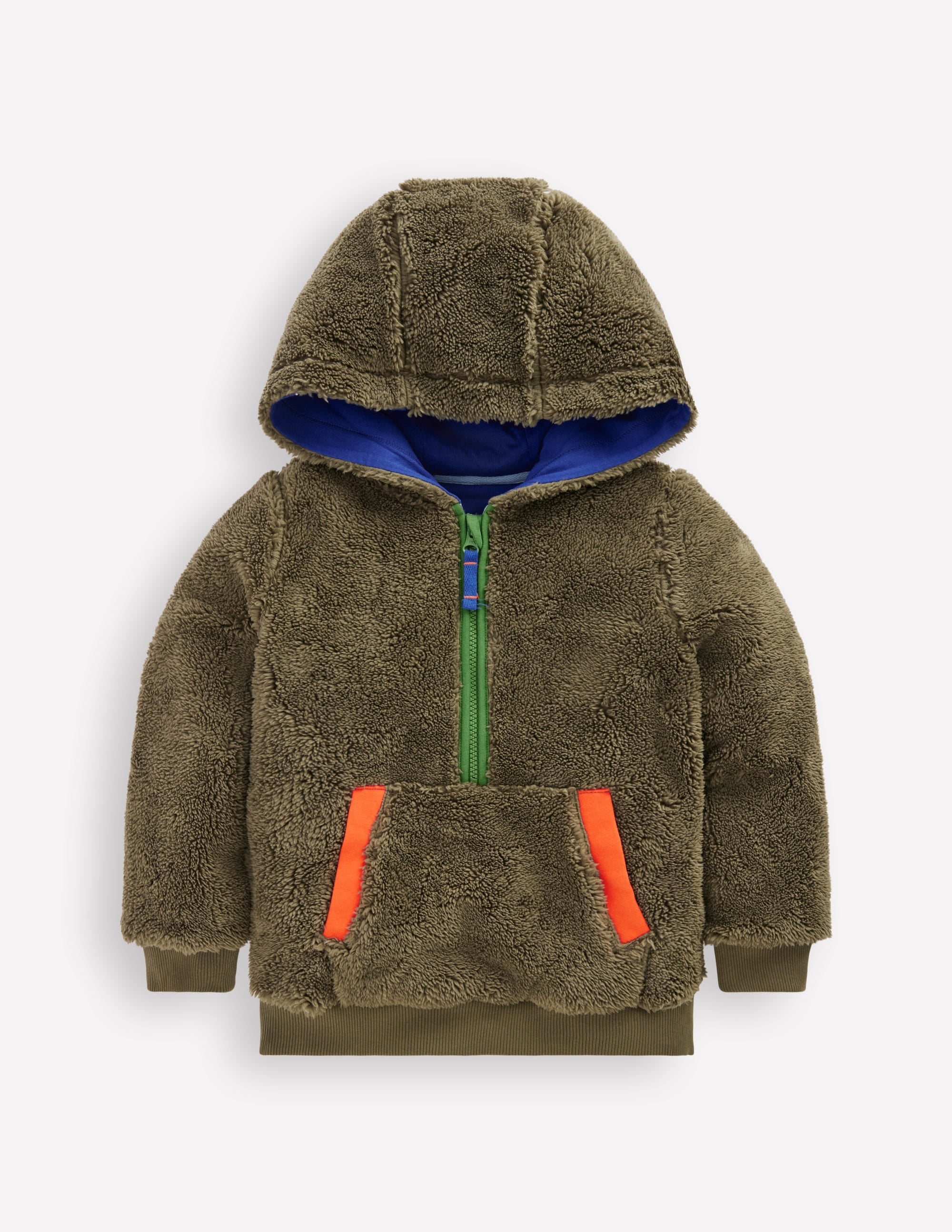 Fleece Half Zip Hoodie-Classic Khaki - Image 1