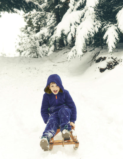 Fleece Half Zip Hoodie-Starboard Blue-1