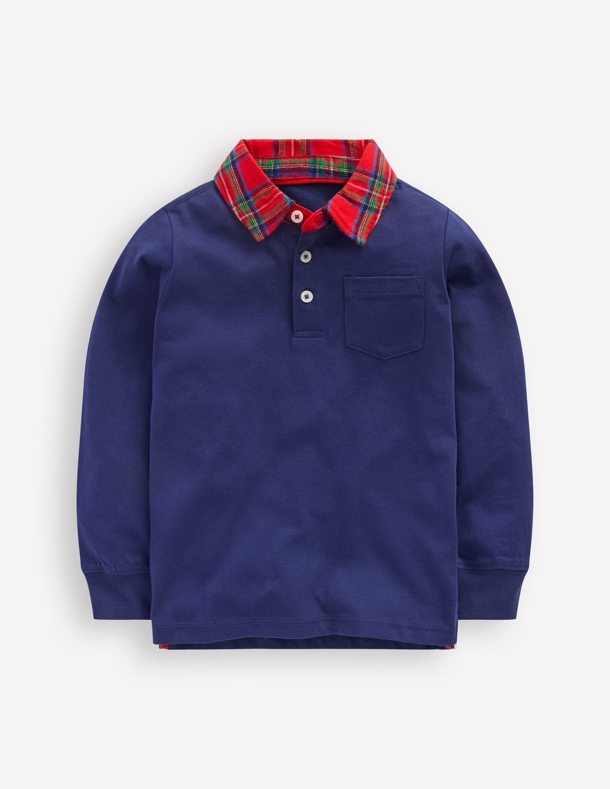 Long Sleeve Smart Polo Shirt-French Navy - Image 1