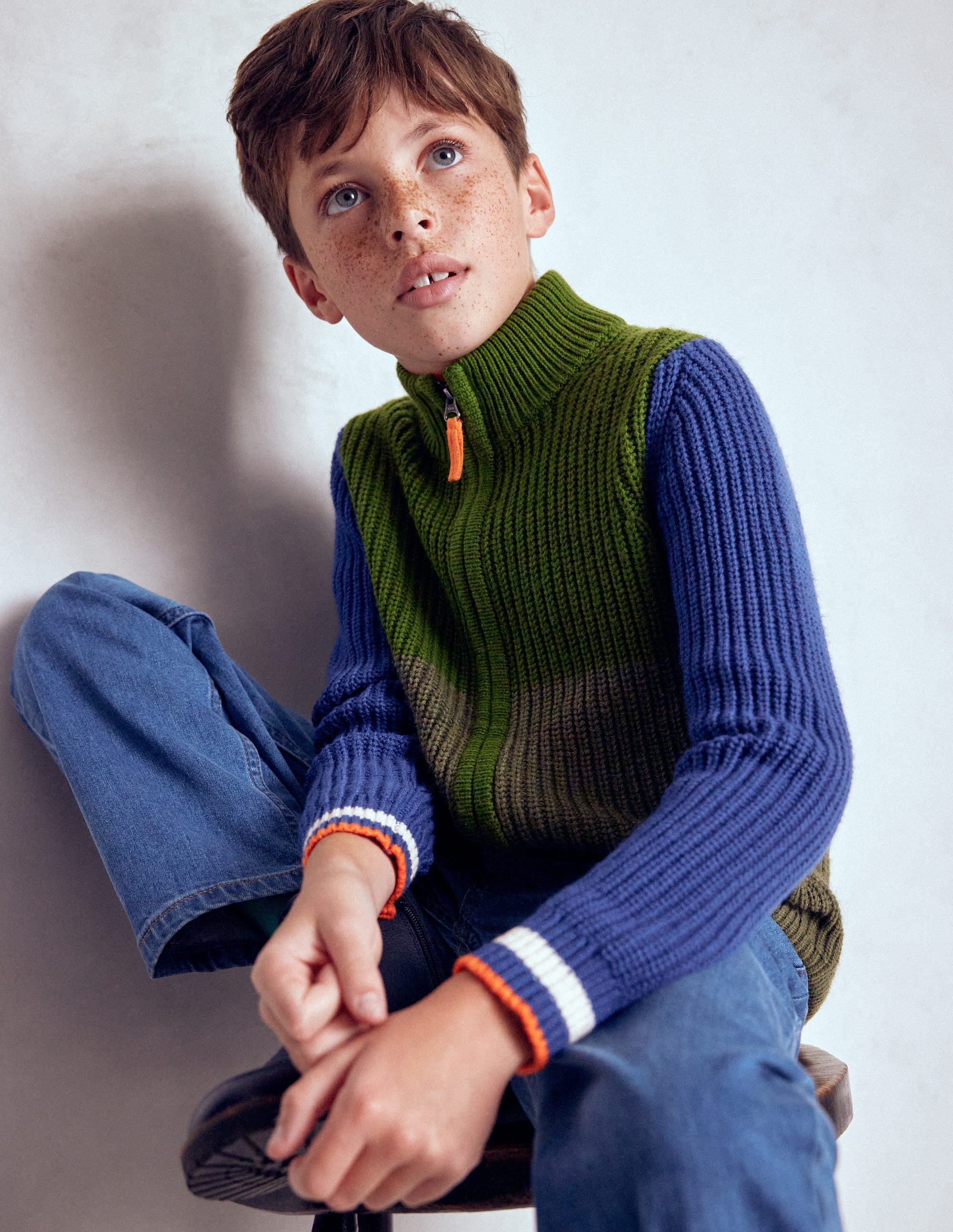Chunky Zip-Through Jumper-Green - Image 1