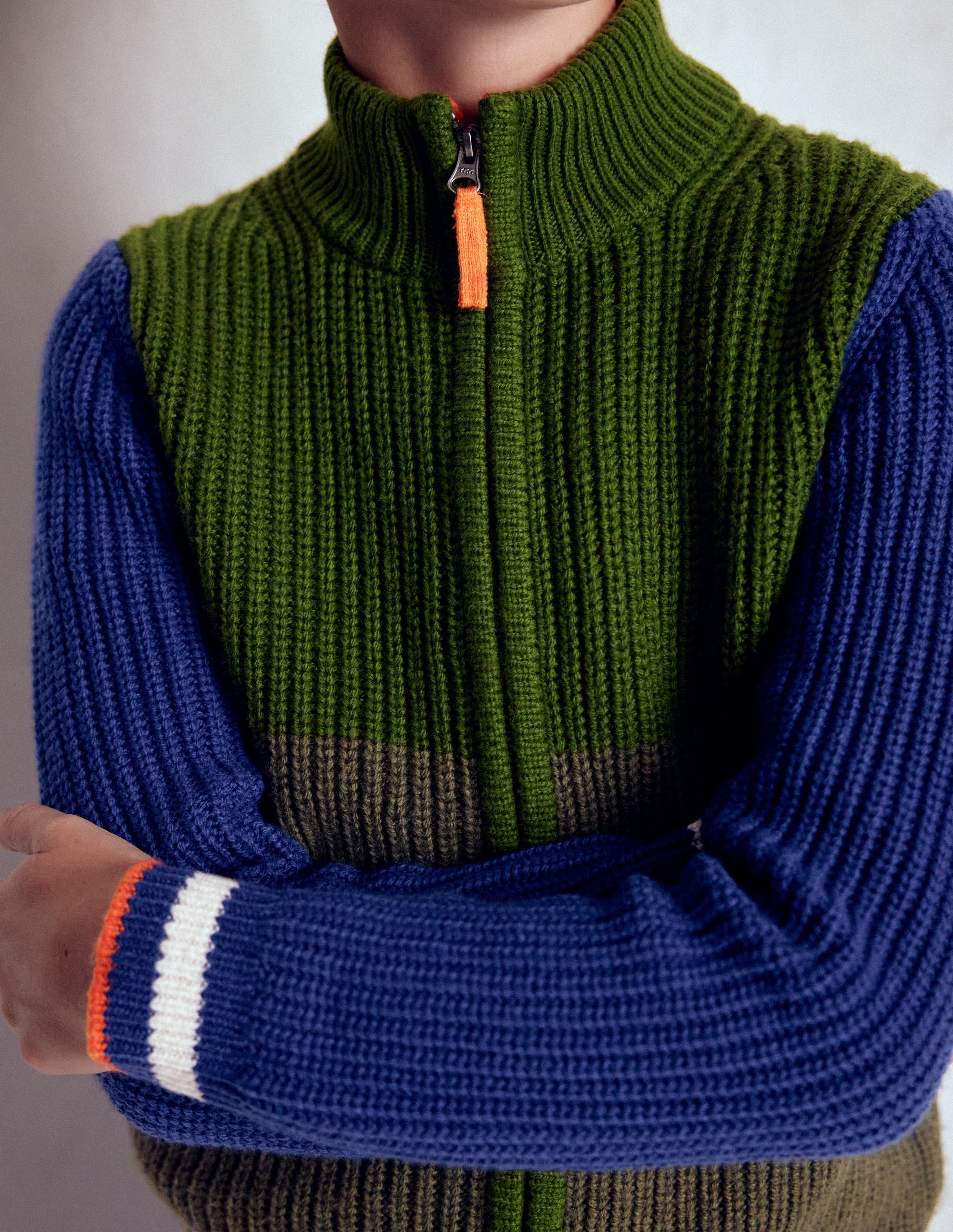Chunky Zip-Through Jumper-Green - Image 5