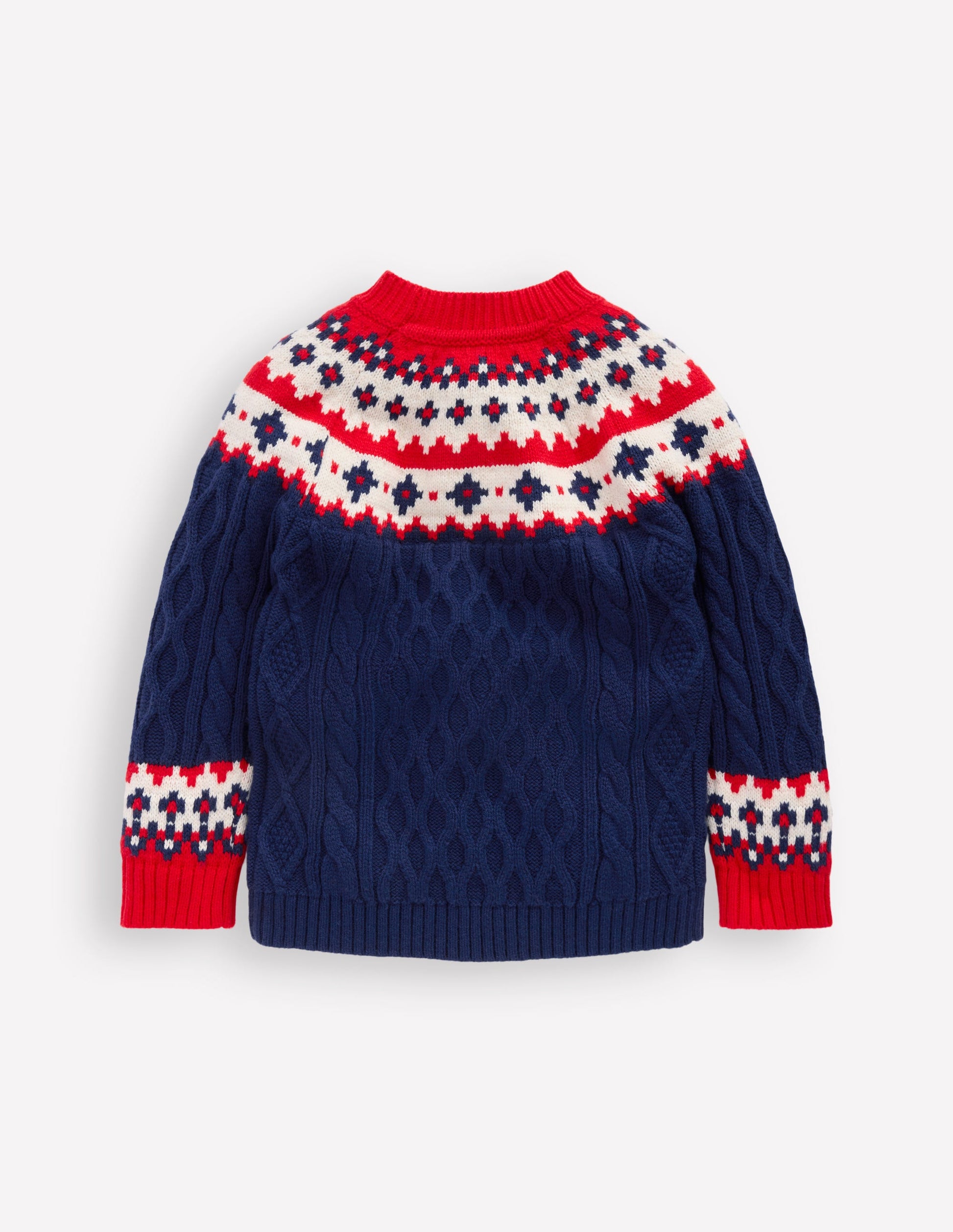 Cable Fair Isle Jumper-Medieval Blue-3