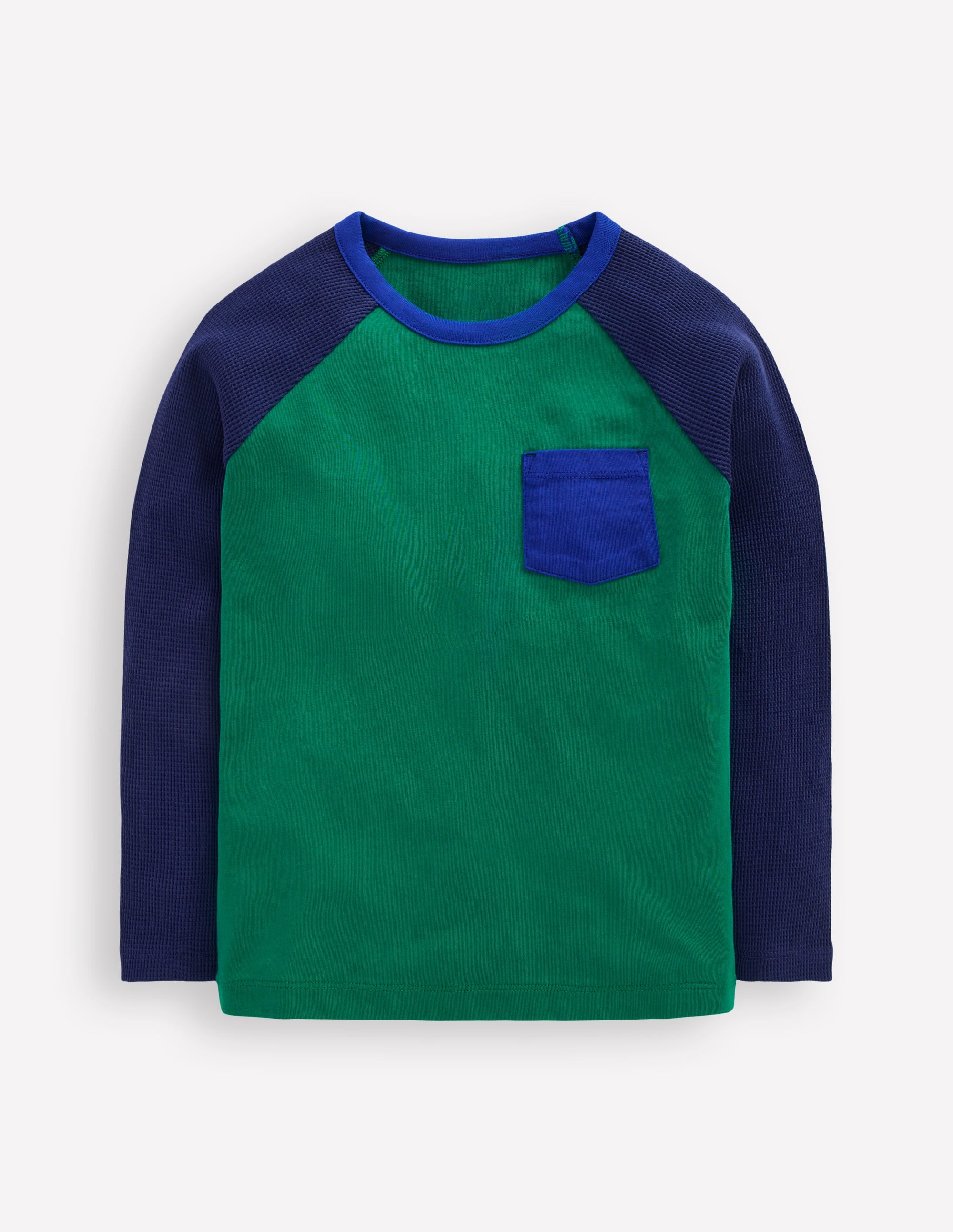 Waffle Mix Raglan-Alpine Green colourblock - Image 1