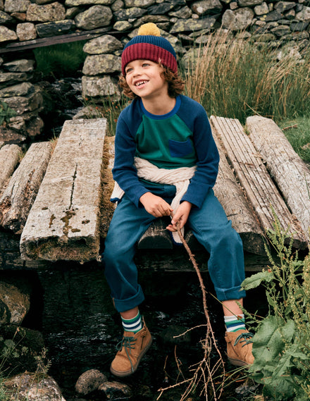 Waffle Mix Raglan-Alpine Green colourblock