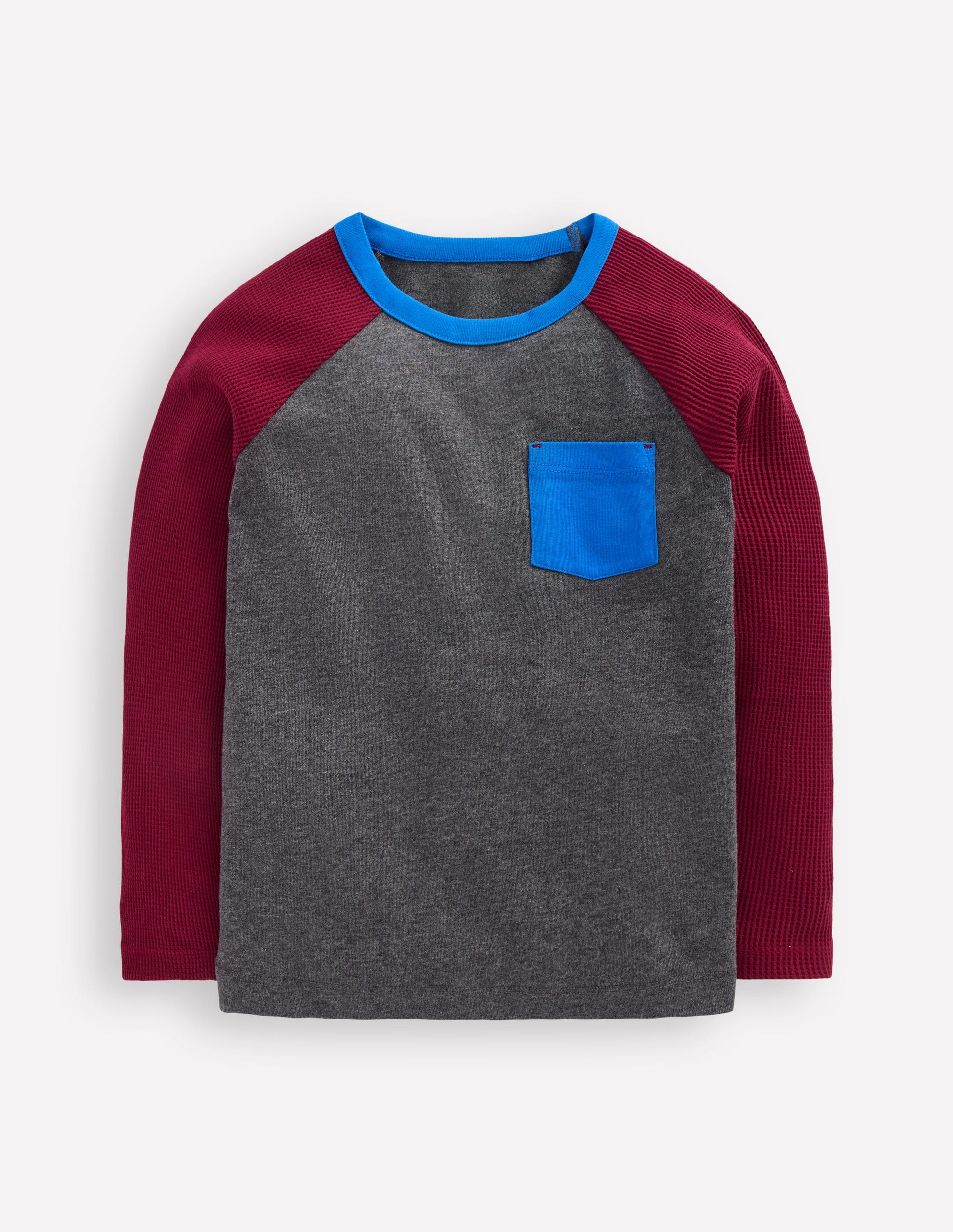 Waffle Mix Raglan-Charcoal Marl/ Rumba Red-4