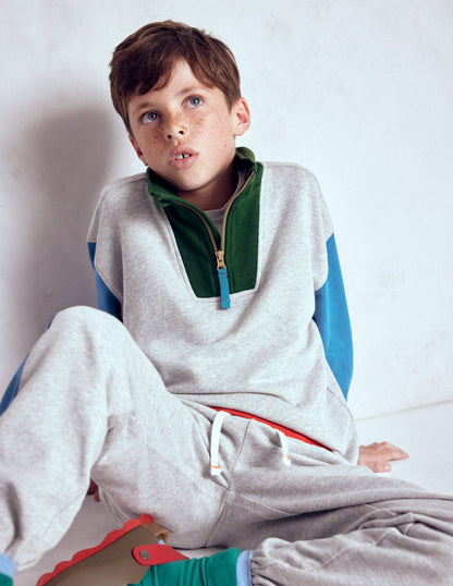 Half-Zip Sweatshirt-Grey Marl Colourblock-4